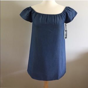 Off Shoulder Chambray Dress